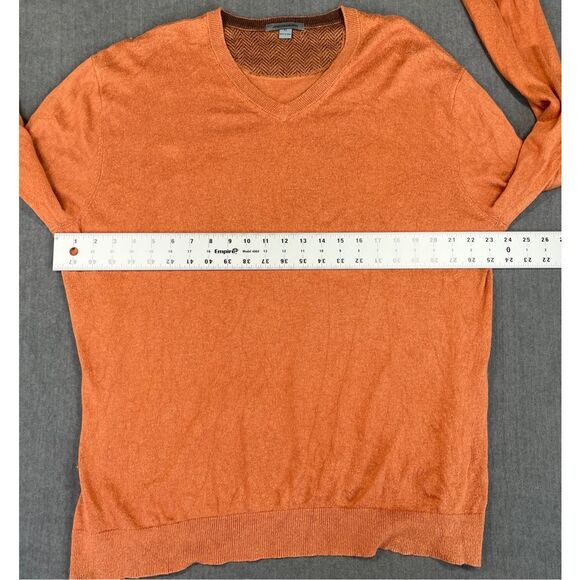 Johnston and Murphy Sweater Mens XL Orange Silk Blend Lightweight V-Neck - Picture 4 of 7